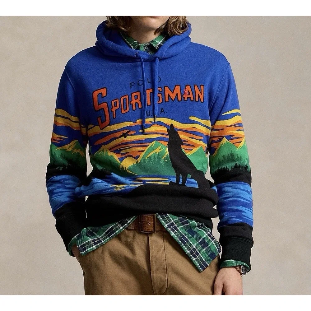 Polo Ralph Lauren Men's Sportsman Hoodie Wolf Expedition‎ Adventure MEDIUM NEW